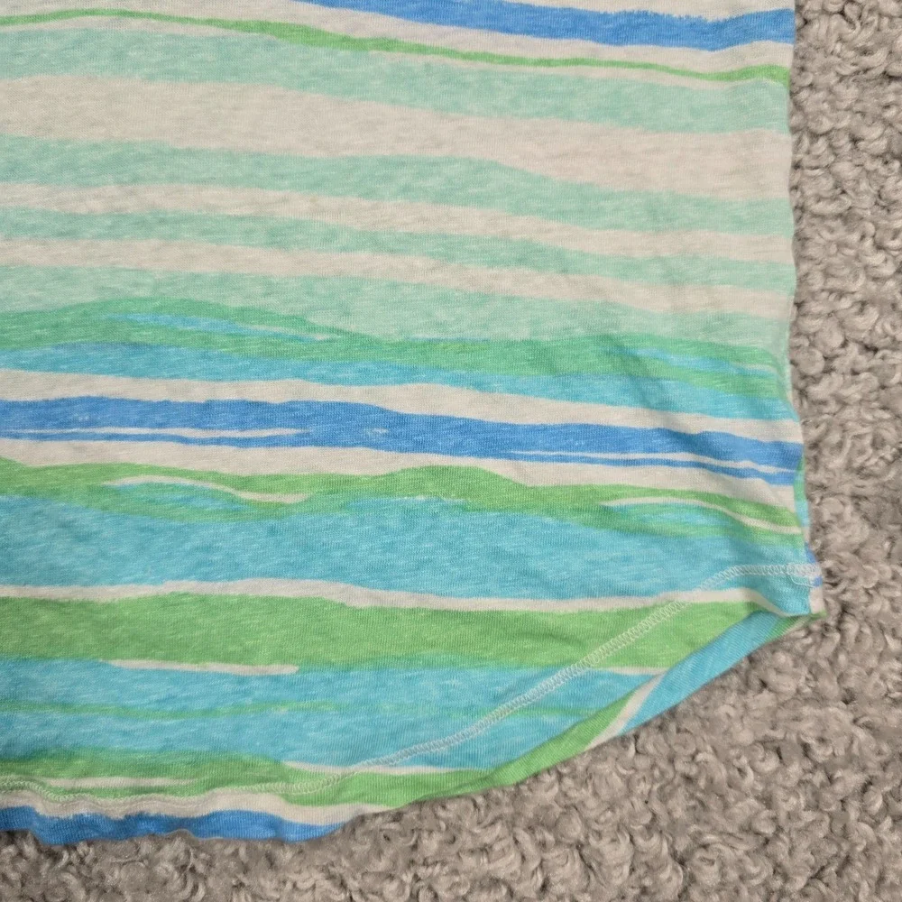 Lilly Pulitzer Women Linen Split Neck Top Size XS Striped Coastal Preppy - Picture 2 of 9